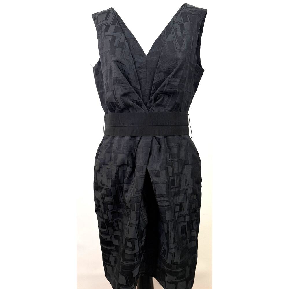 Lida Baday Black Textured Print Fabric Dress Size 12